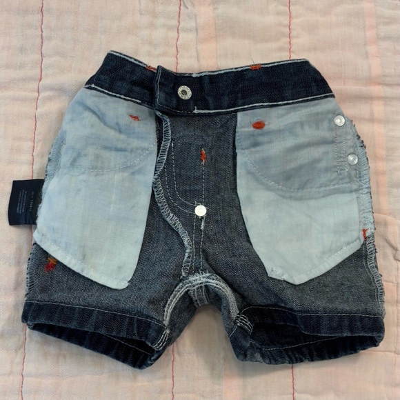 EUC COOGI Baby Denim Shorts Sz 0-3 Months, Dark Wash Distressed Blue Jean Shorts - Picture 11 of 14